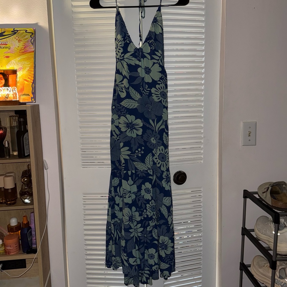 Angie Navy and Cream Floral Maxi Dress